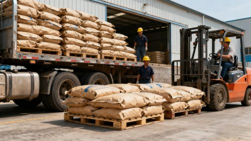 工厂厂区氢氧化铝和氧化铝产品装车现场