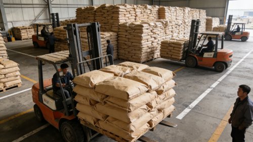 氢氧化铝颗粒产品在工厂装车现场展示