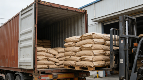 工厂厂区氢氧化铝涂料添加剂装车现场