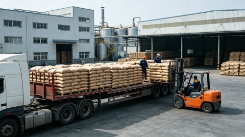 整车硬脂酸改性氢氧化铝装车完毕发往各地，活化处理解决无机粉体与有机树脂界面矛盾